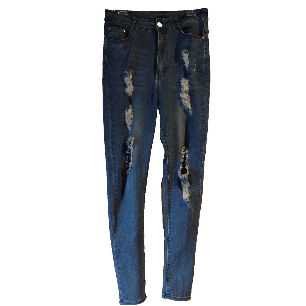 Bob Jeans 1X (31) High Rise Distressed Destroyed Women's Jeans Pants